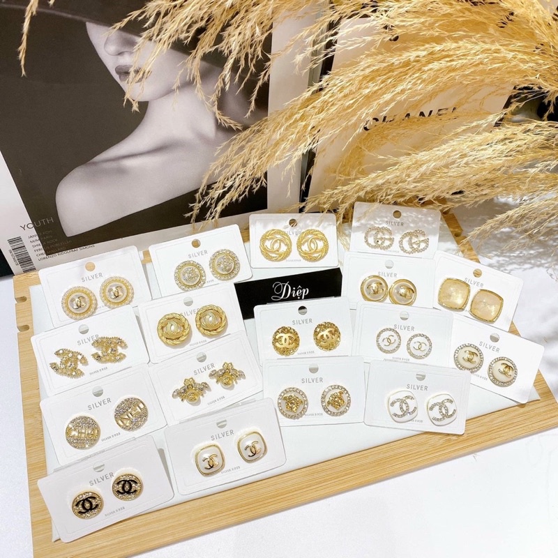 Bông tai vuông đính đá sang chảnh khuyên tai xinh hot trend phụ kiện trang sức hot girl Hari korea accessories