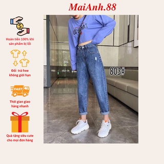 Quần jeans nữ cạp cao MaiAnh.88 quần jean baggy nữ phong cách Street style 3 size S M L