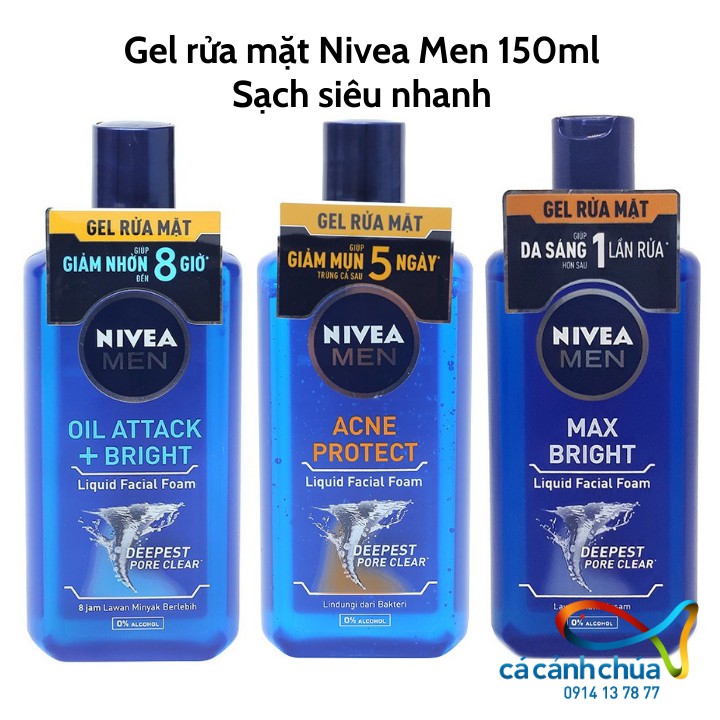 Gel rửa mặt Nivea Men sạch siêu nhanh 150ml - Hàng công ty