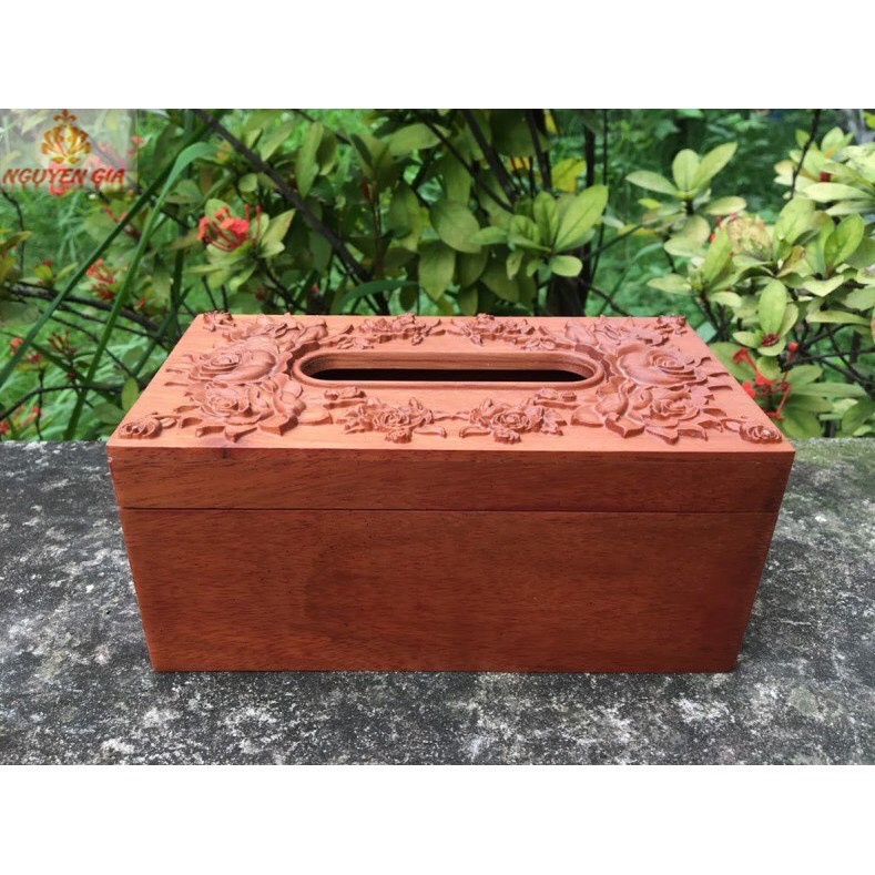 Hộp Đựng Giấy Ăn Gỗ Hương Điêu Khắc