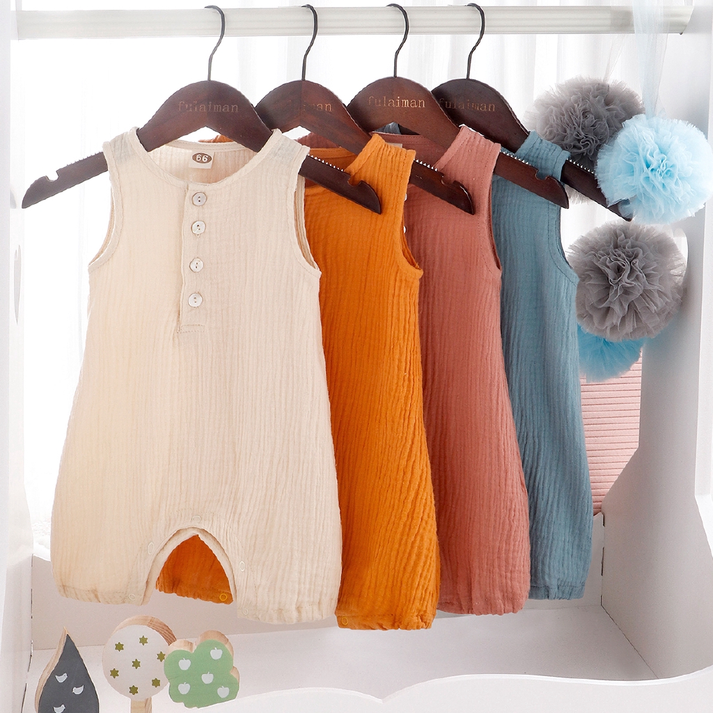 Áo liền quần 100% cotton thời trang mùa hè dành cho bé trai/bé gái