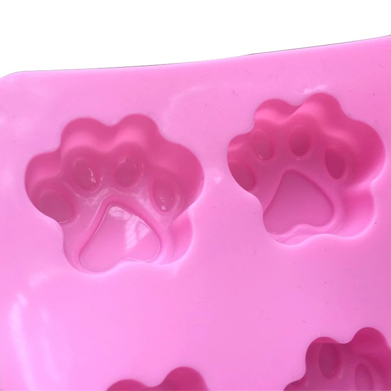 Khuôn Silicone 10 / 16 Ngăn Làm Bánh Hình Dấu Chân Chó Mèo Đáng Yêu