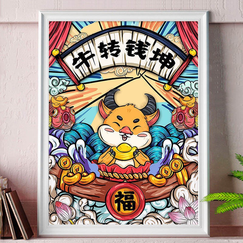 2021 cross stitch mẫu bò mới phòng khách đầy đủ sợi thêu tranh tay con biến vũ trụ gia đình