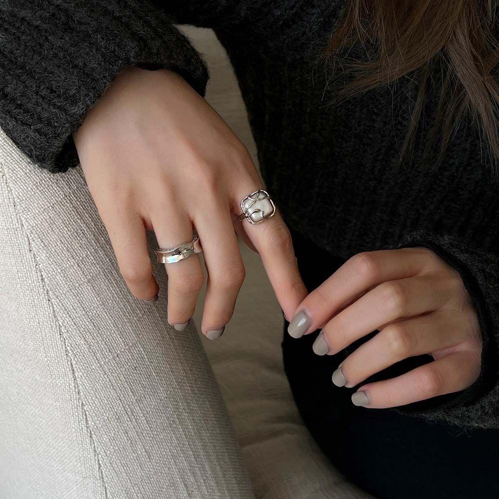 Nhẫn Thiết Kế Không Đồng Đều Sáng Tạo Cá Tính Cho Nữ|Nhẫn Hở Họa Tiết Hình Học Có Thể Điều Chỉnh Kích Cỡ