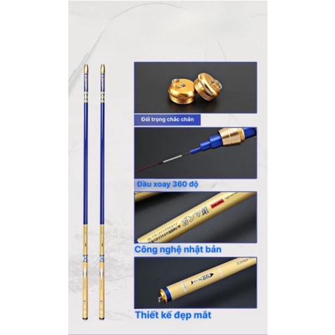 Cần câu đài đơn đa năng Gama Shenchi tăng giảm độ dài cần theo ý thích, chất liệu carbon mềm và lớp lưới polytilen