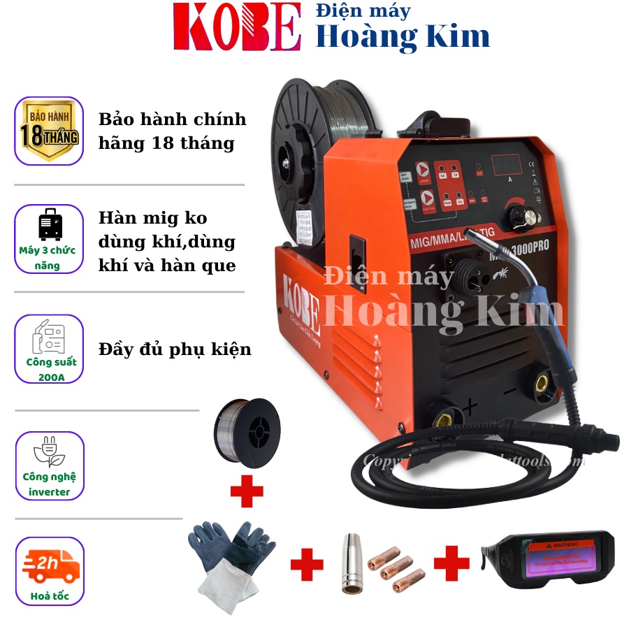 Máy Hàn Mig 5 Chức Năng MiNi KOBE MIG 3000 PRO - CUỘN DÂY 1KG - 5KG - Không dùng khí