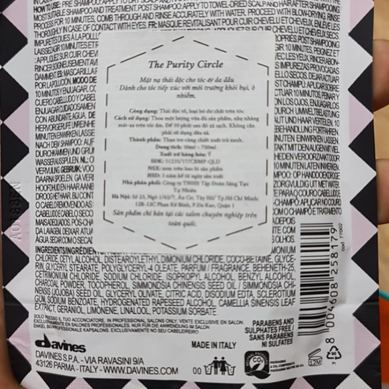 MẶT NẠ DAVINES THẢI ĐỘC CHO DA ĐẦU DẦU THE PURITY CIRCLE 50ML | BigBuy360 - bigbuy360.vn