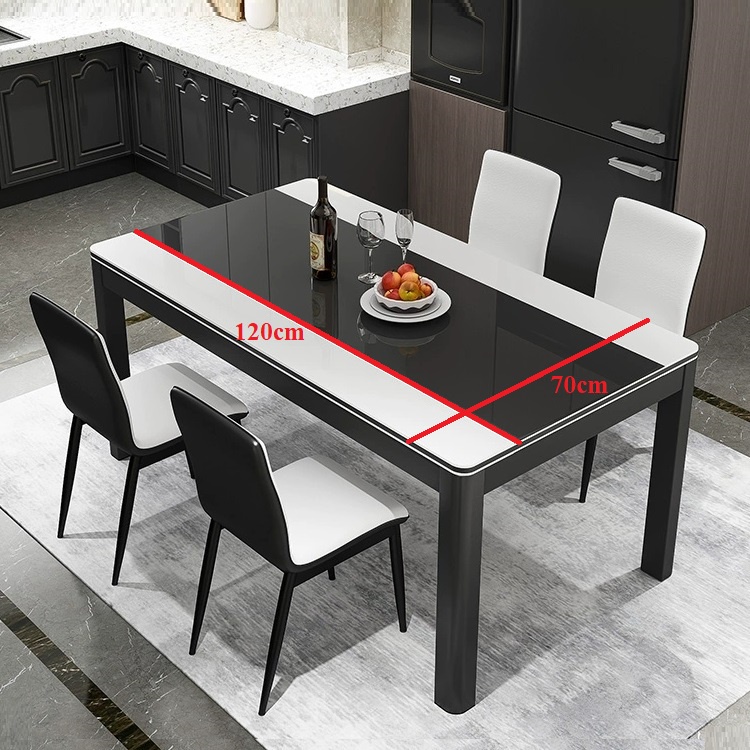 Bộ bàn ăn 6 ghế mặt kính cường lực vân đá cao cấp - Bộ bàn ăn 4 ghế và 6 ghế da decor phòng ăn gia đình Có Ảnh Thật