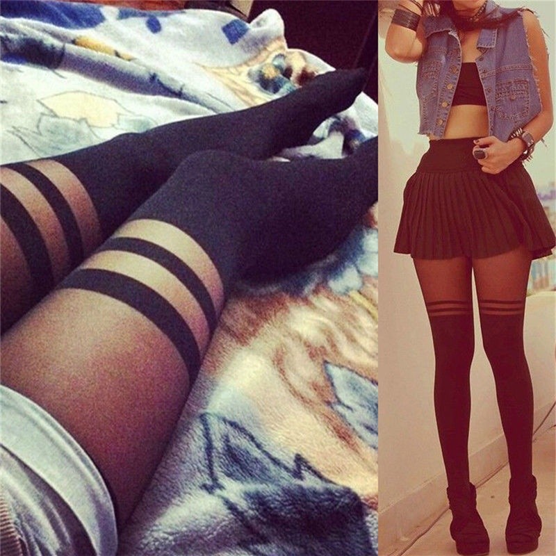 ღ𝓂ℰHot sale Black Sexy Women Girl Temptation Sheer Mock Suspender Tights Pantyhose Stockings