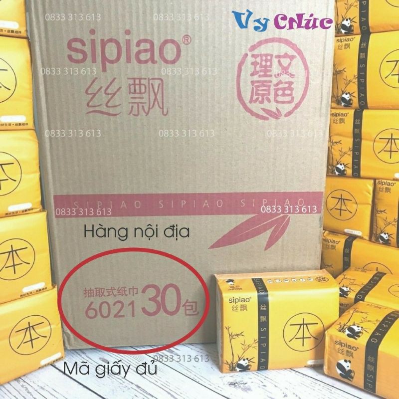 GIẤY GẤU TRÚC SIPIAO 30 GÓI/ THÙNG MÃ 6021 HÀNG LOẠI 1