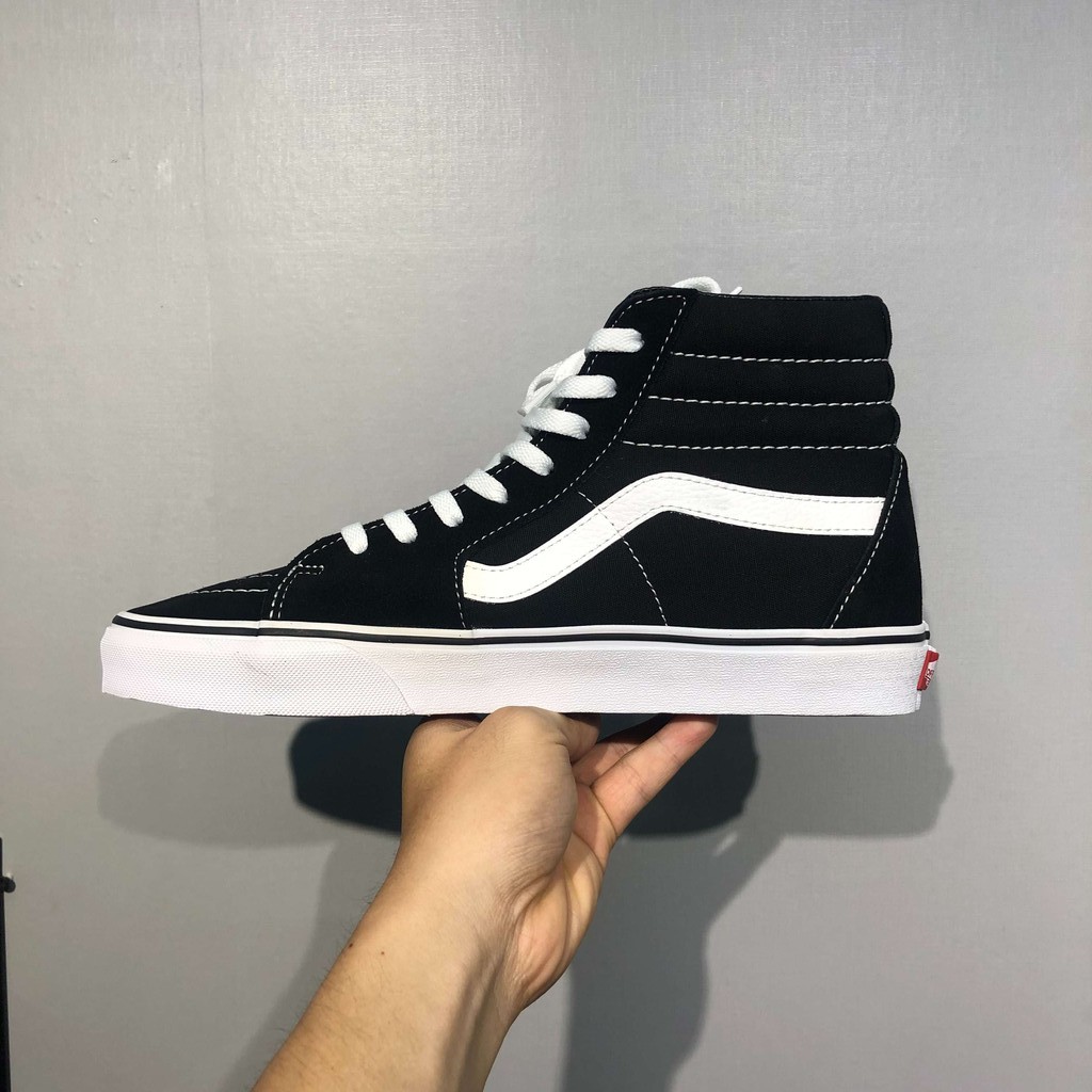 (𝗖𝗵𝗶́𝗻𝗵 𝗵𝗮̃𝗻𝗴 - 𝗙𝗮𝗸𝗲 đ𝗲̂̀𝗻 𝘅𝟭𝟬𝟬 | M - Waffle) Giày VANS Sk8 Hi Đen/Trắng - VN000D5IB8C (Giày có tem - box ko tem)