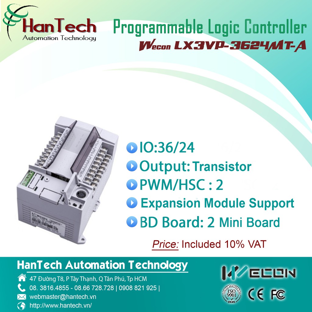 64/ Bộ điều khiển logic có khả năng lập trình (PLC)  Wecon LX3VP-3624MT-A  [HanTech Automation Technology]