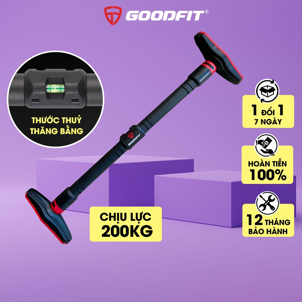 Thanh xà đơn gắn cửa,  xà đơn treo tường GoodFit chịu lực 200kg, chốt khóa chông trượt tập luyện tại nhà GF201PU