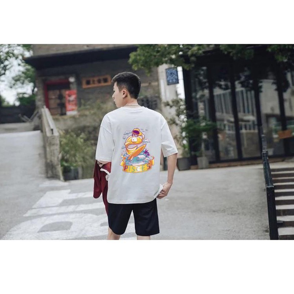 ÁO THUN UNISEX SONG NGƯ Pisces 12 CUNG HOÀNG ĐẠO AOMI 8061MS TAY NGẮN TAY LỠ NAM NỮ CHẤT VẢI LOẠI MỘT