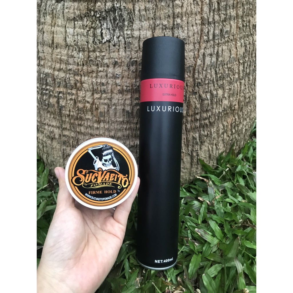 Combo Sáp Vuốt Tóc Suavecito + gôm xịt tóc Luxurious 420ml giá rẻ CB10