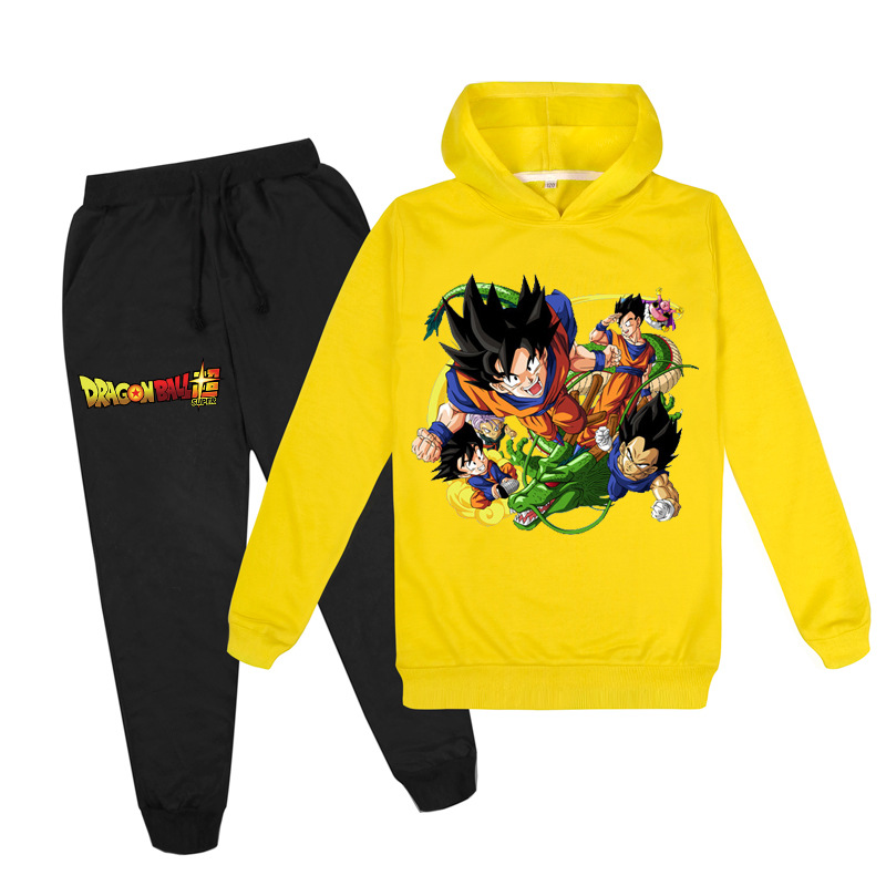 Áo Hoodies Có Nón Dài Tay + Quần Dài In Hình Dragon Ball Cho Bé