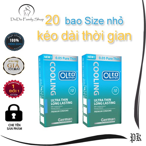 Combo 20 chiếc bao cao su size nhỏ bạc hà kéo dài thời gian yêu cho nam giới công nghệ Germany