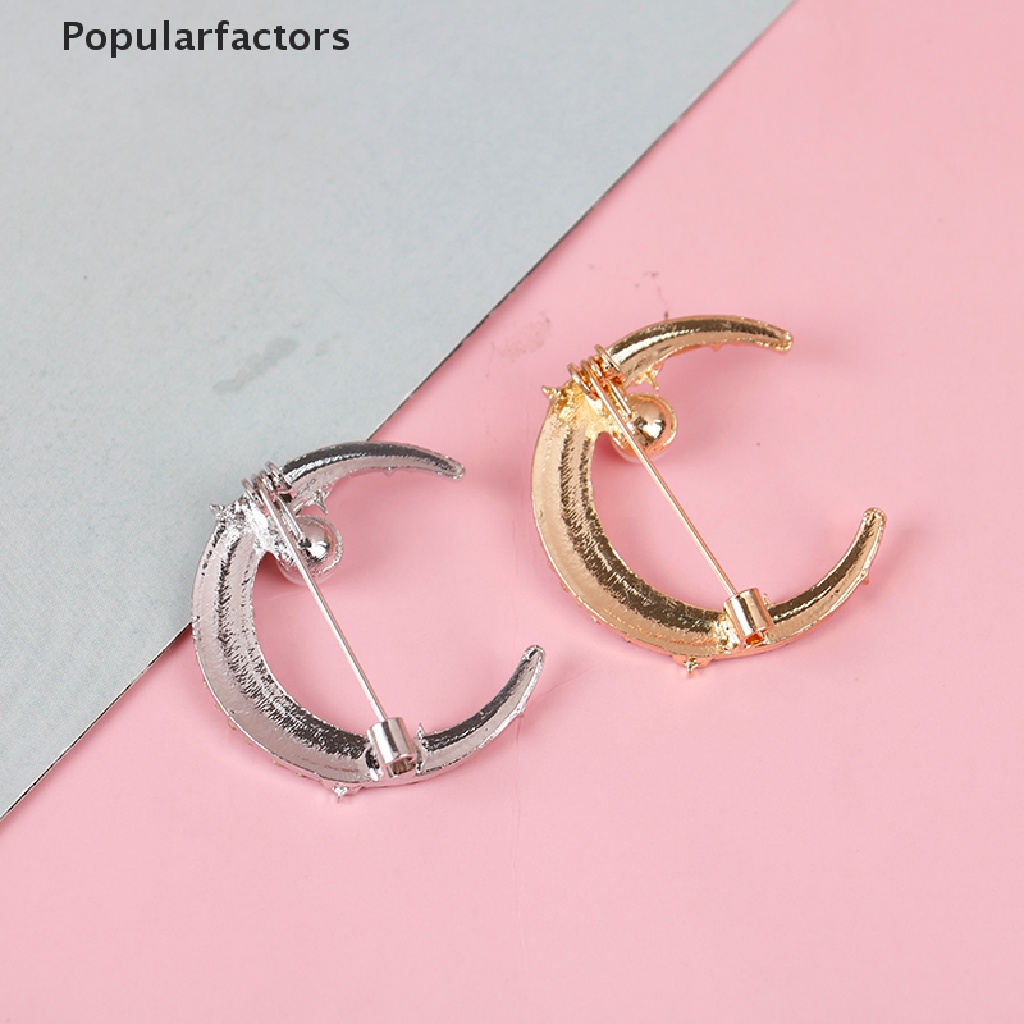 Ghim cài áo họa tiết mặt trăng và ngọc trai nhân tạo sang trọng thời trang