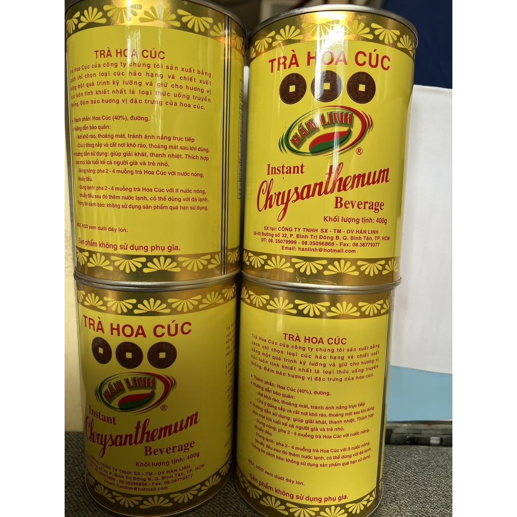 Trà hoa cúc hán linh lợi sữa 3 đồng tiền lon 400 gram