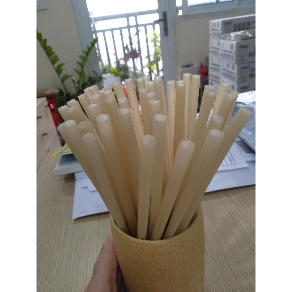 Ống hút ngũ cốc Vinastraws/ống hút gạo size 6mm màu trắng hoặc giao màu ngẫu nhiên (100 ống/túi/hộp)