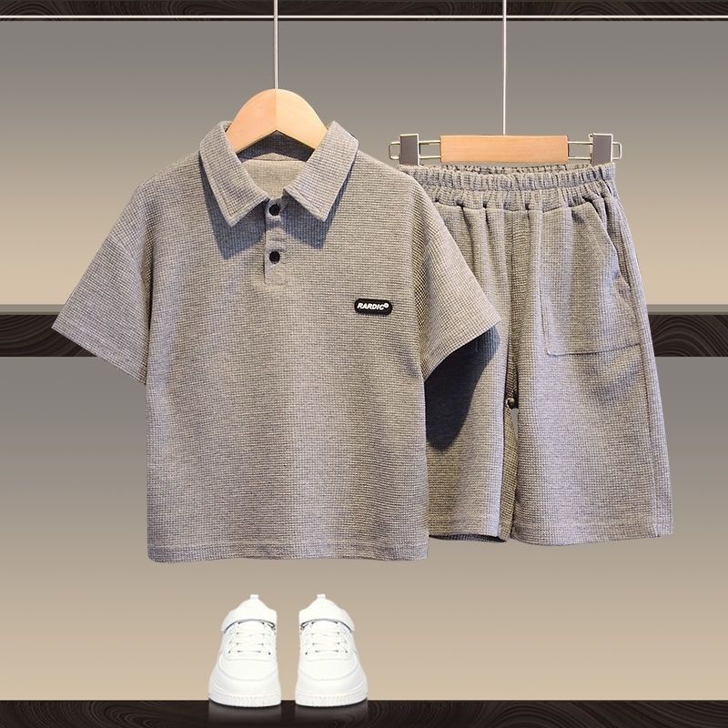 Bộ Áo Thun POLO Màu Trơn Phối Quần Short Thời Trang Mùa Hè Hàn Quốc Cho Bé Trai
