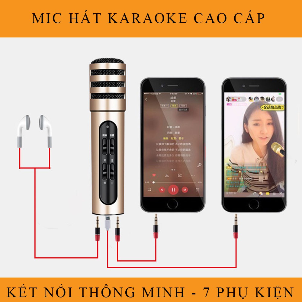 Micro Livestream C7 Thu Âm Hát Karaoke Livestream 3 in 1, Bảo Hành 12 Tháng