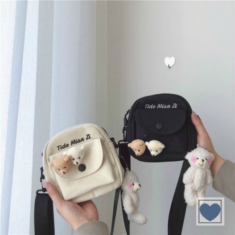 Túi Đeo Chéo Vải Canvas Mềm Mại Phong Cách Harajuku Nhật Bản Hàn Quốc Dễ Thương Thời Trang 2023 Cho Nữ