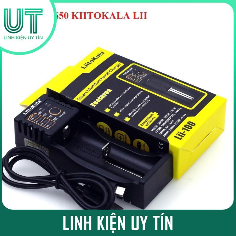 Sạc pin đa năng Liitokala lii-100 một khe pin cho pin 18650, AA, AAA, 26650... (sạc được tất cả các loại pin sạc)