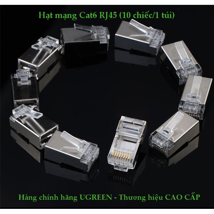 Đầu bấm mạng RJ45 UGREEN NW111 cho dây CAT6, bọc inox chống nhiễu