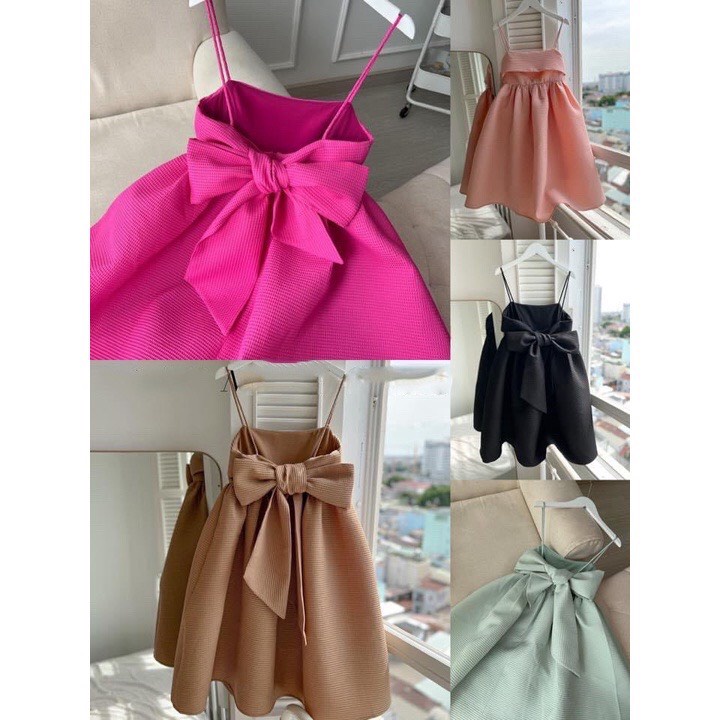 Đầm baby doll 2 dây dáng xòe bồng bềnh phối nơ lưng xinh xắn - Eliaa Dress