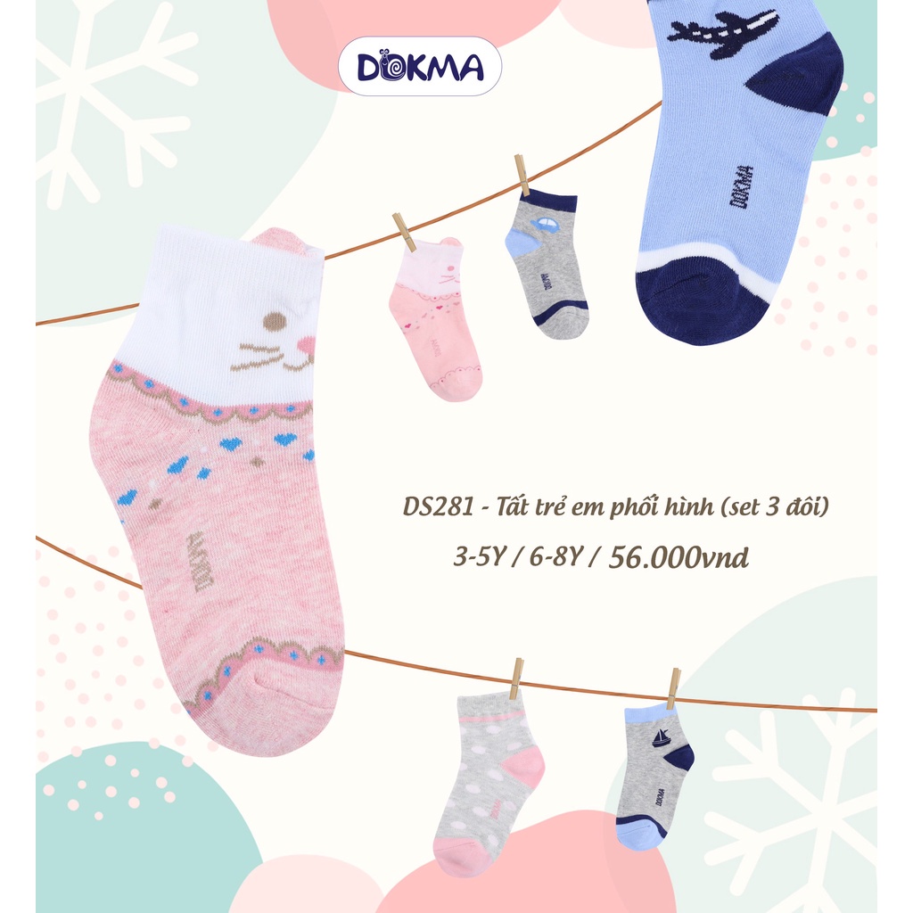Dokma - Tất cho bé 3-8 tuổi, chất liệu dệt len mịn, thoáng, khử mùi, không bai - rão - xù DS281