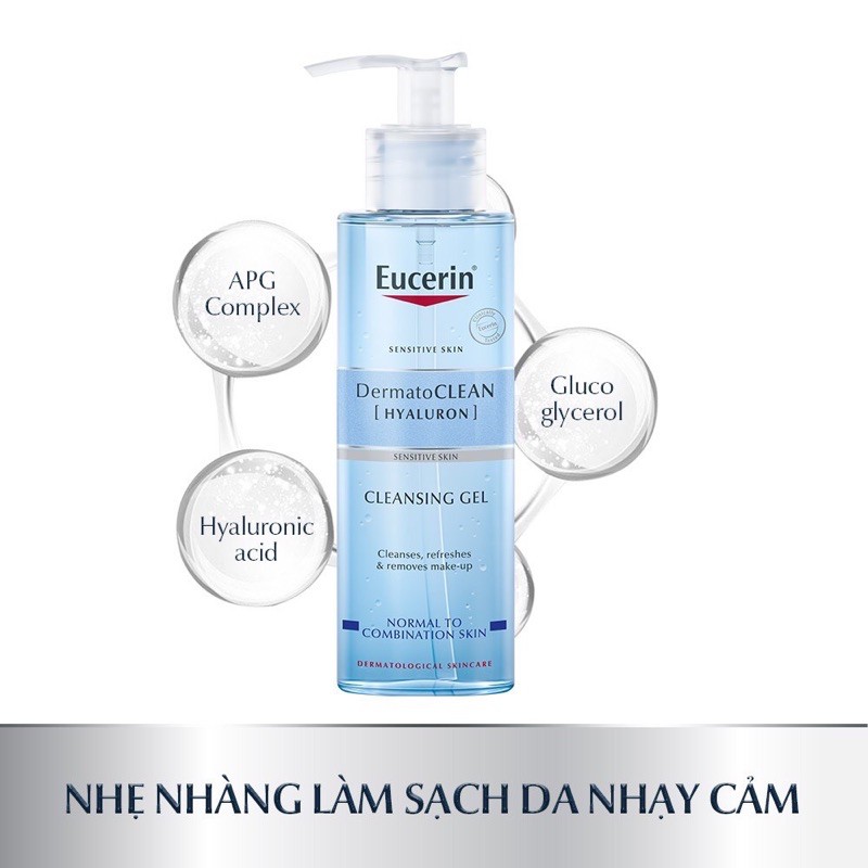 Eucerin DermatoCLEAN Hyaluron Cleansing Gel Rửa Mặt Tươi Mát (200ml)