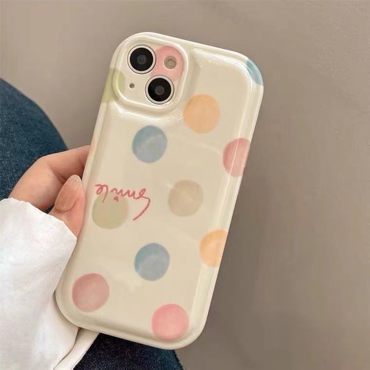 Ốp Điện Thoại Họa Tiết Chấm Bi Đơn Giản Tươi Tắn Cho iPhone 12 13 11 Pro Max X Xs Max Xr