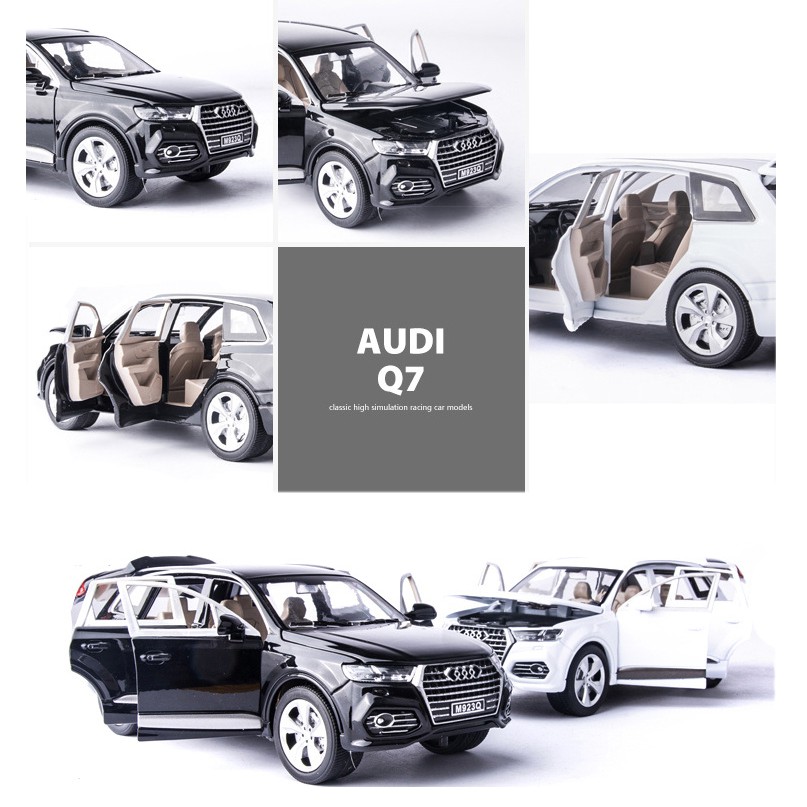 Mô hình xe ô tô audi Q7 XLG tỉ lệ 1:24 bằng sắt mở các cửa có đèn và âm thanh