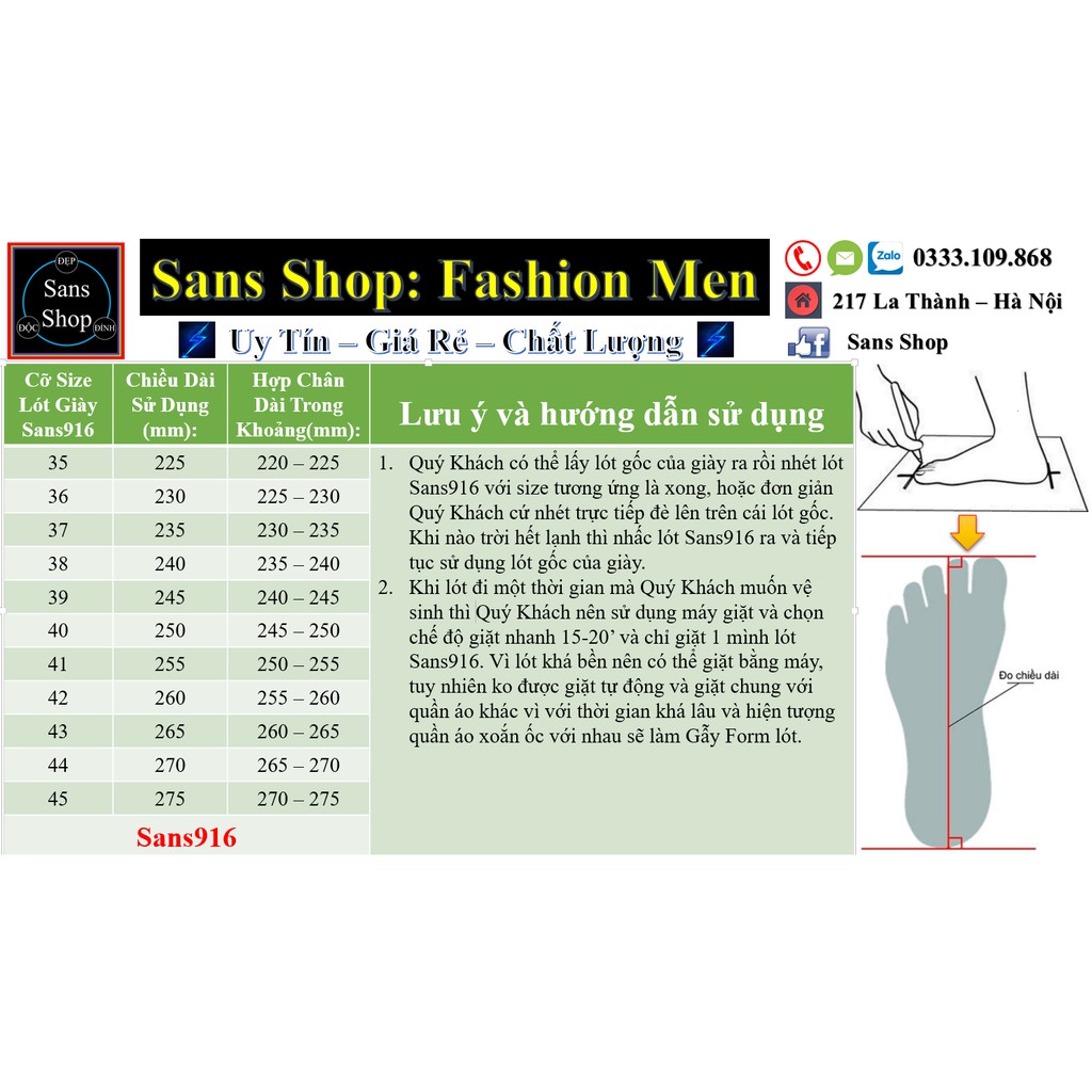 Lót Giày Ấm Áp Mềm Mại Chống Rét Đậm Rét Hại Sans916 Sans Shop