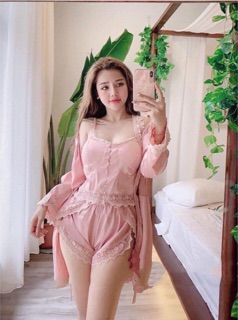 (SALE) Set đồ ngủ lụa cao cấp 4 chi tiết