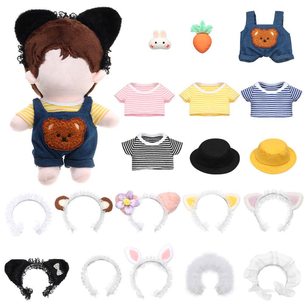 Gấu Nâu Nhồi Bông Mặc Quần Yếm Denim Kiểu Hoạt Hình Dễ Thương