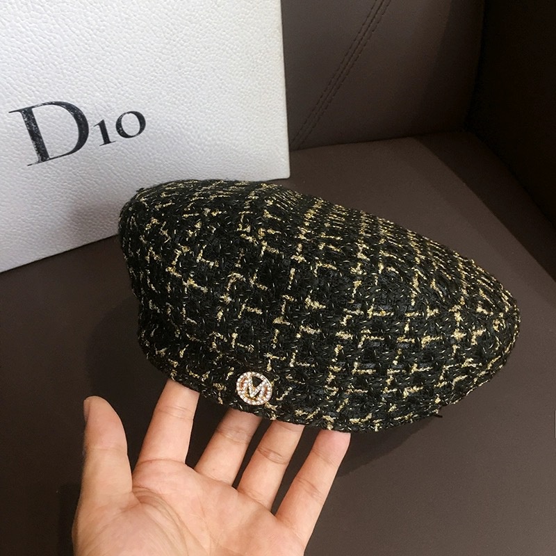Nón Beret dạ tweed - mũ nồi len thu đông thời trang Hàn Quốc có dây rút cho nữ  Nalita shop