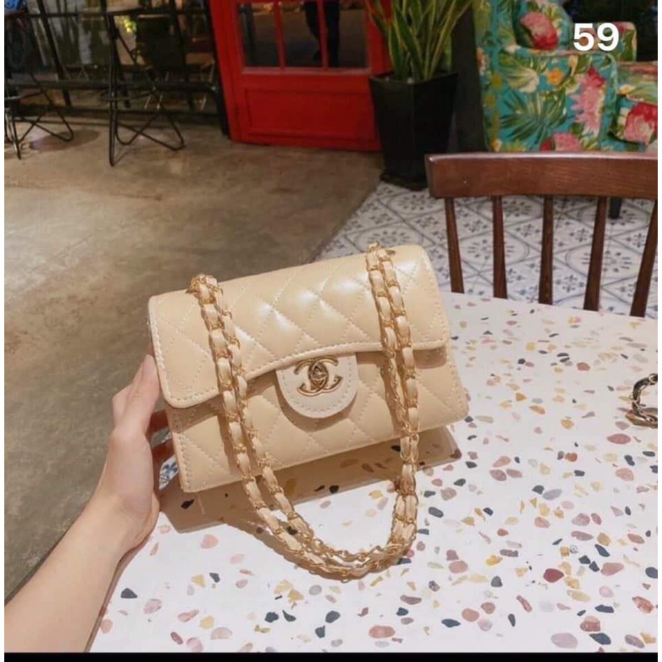 Túi đeo vai, đeo chéo nữ dây xích phối ô trám siêu sang chảnh