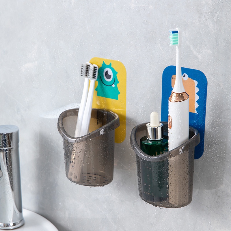 Giá Đựng Bàn Chải Đánh Răng/Cốc Nước Gắn Tường Kiểu Hoạt Hình Dễ Thương Tiện Dụng