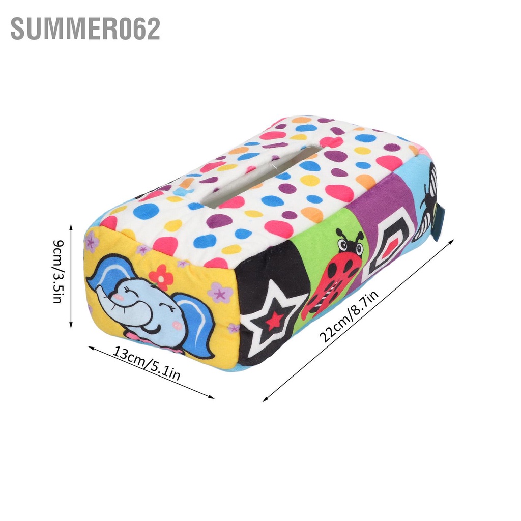 Summer062 Hộp khăn giấy trẻ em Đồ chơi cho sơ sinh Trẻ mới biết đi mềm mại đầy màu sắc Crinkle Giấy giác quan Món quà nhật