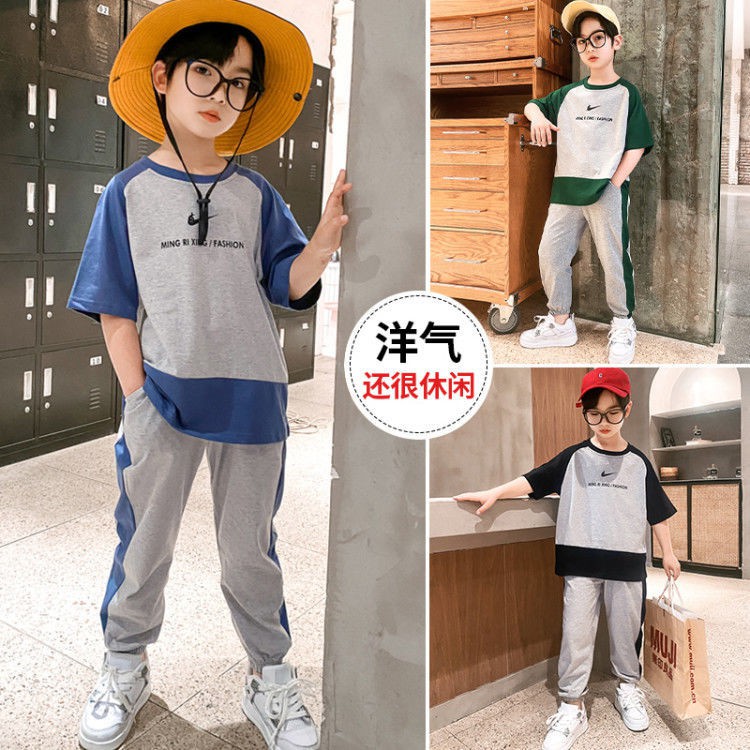 Quần áo trẻ em, đồ bộ bé trai, hè 2021 kiểu mới, hai mảnh, phong cách Hàn Quốc, đẹp thời trang, hợp trang cho các