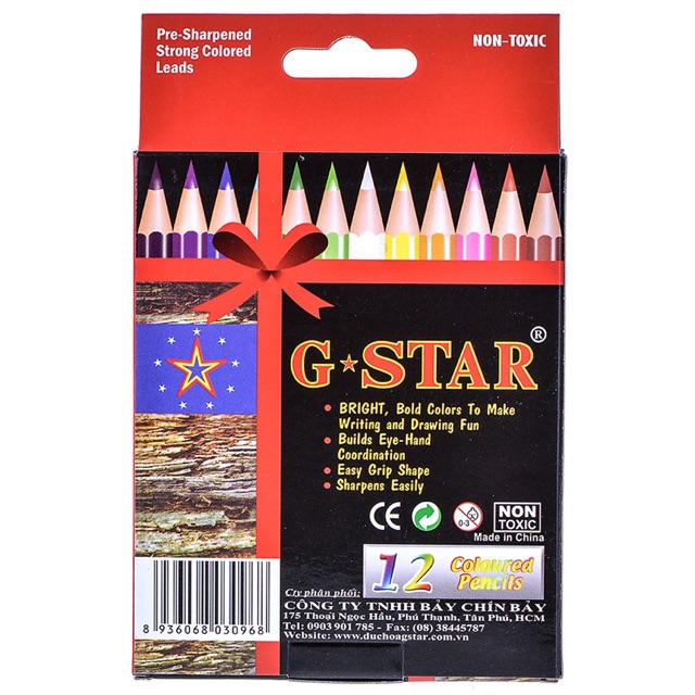 Hộp chì màu 12 màu ngắn G-Star