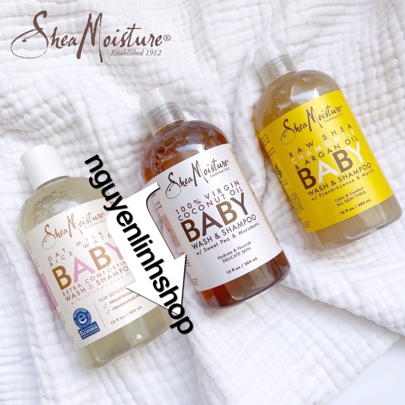 Sữa tắm gội toàn thân + lotion  Shea Moisture Baby 384ml-236-237ml - Mỹ