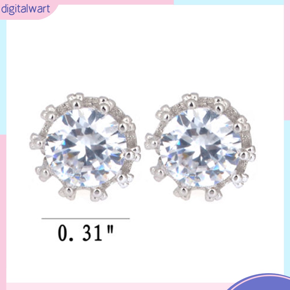 Khuyên Tai Mạ Bạc Đính Đá Hình Vương Miện Xinh Xắn Dành Cho Nữ