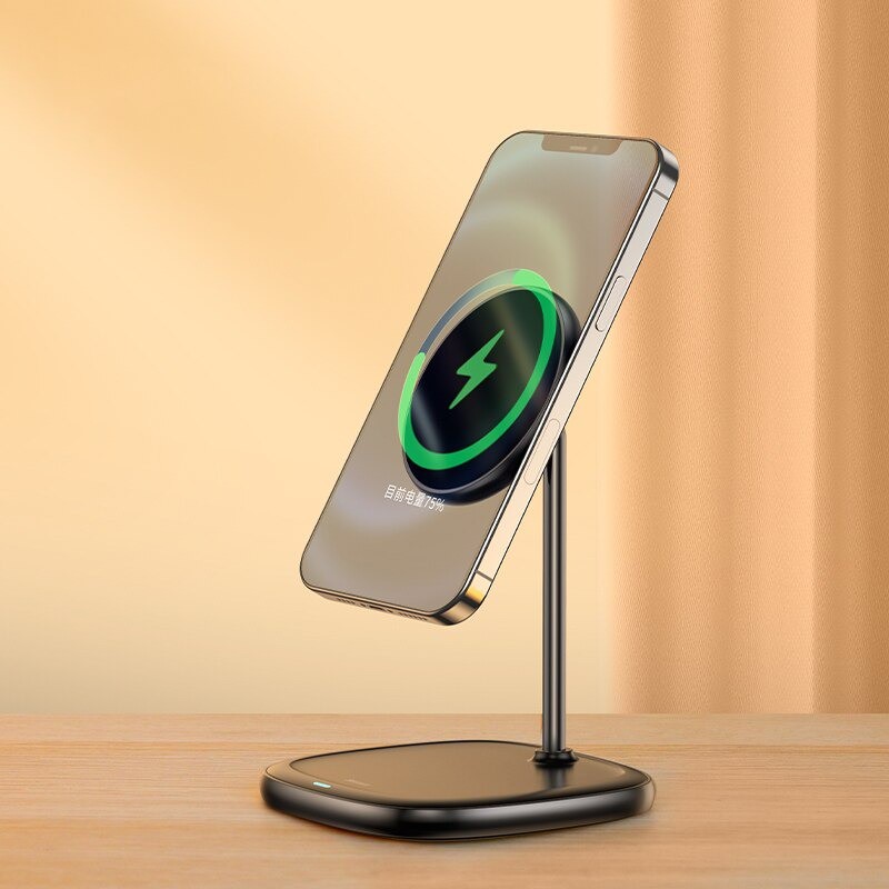 Đế giữ điện thoại tích hợp sạc nhanh không dây Baseus Swan Magnetic Desktop Bracket Wireless Charger cho iPhone 12