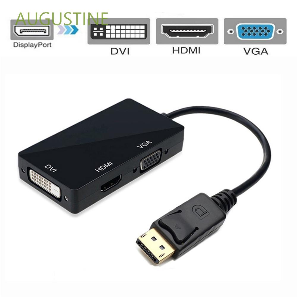 AUGUSTINE with Audio Passive Adapter Male to Female Video Cables Converter HDMI+VGA+DVI 4 in 1 Displayport  to HDMI Digital Cables HDMI Dual Link Displayport Male Audio Cable/Multicolor