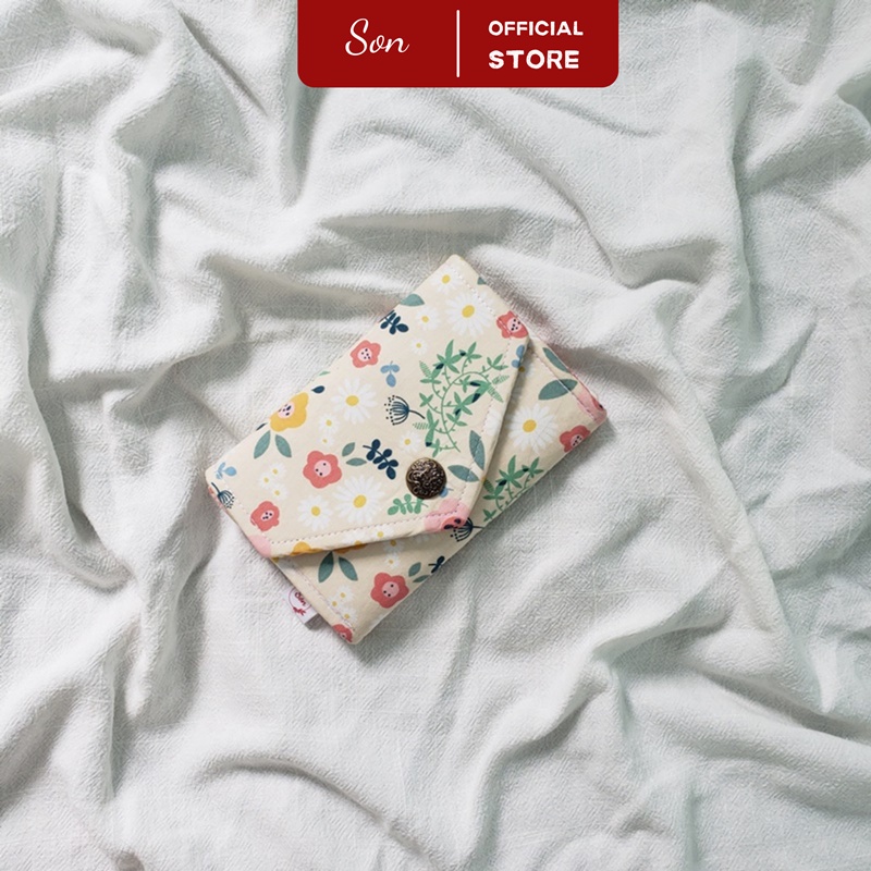 Ví Nữ Handmade Son Hoa Vintage Kiểu Dáng Nắp Gập