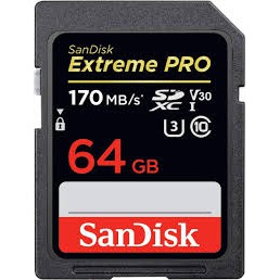 [Mã 253ELSALE hoàn 7% đơn 300K] Thẻ nhớ SD Extreme Pro Sandisk SDXC V30 64Gb (Read/Write:170/90MB/s)