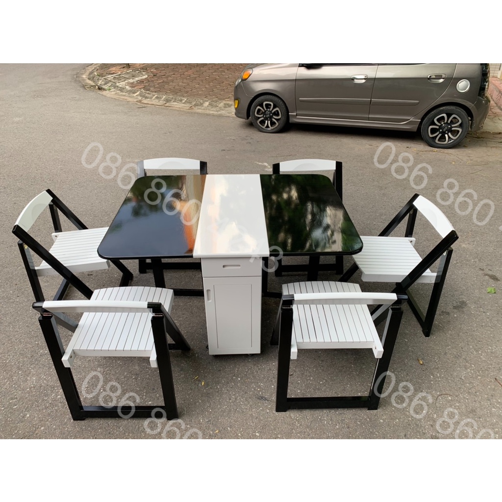 Bàn Ăn Thông Minh Gỗ Sồi Tự Nhiên - Bộ 6 ghế bàn 1m4